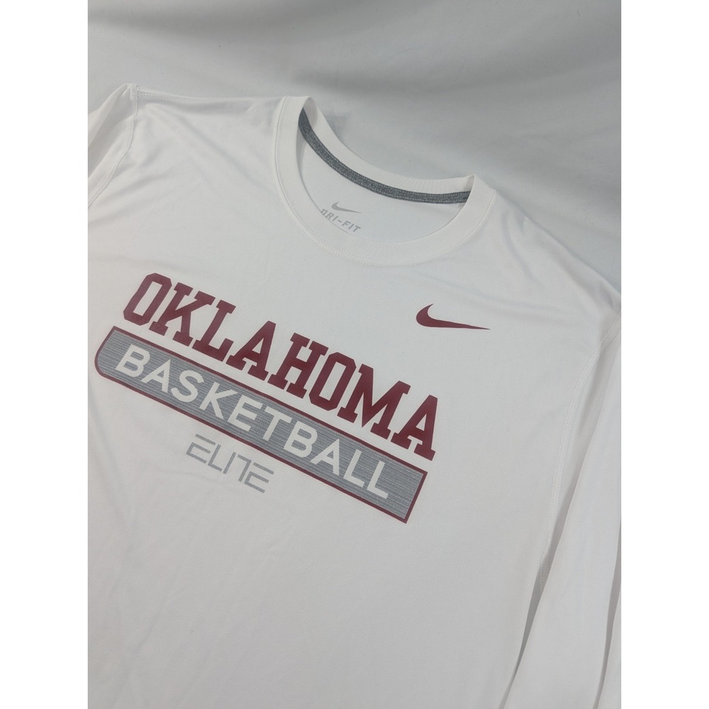 Nike Dri-FIT Oklahoma Sooners Basketball Elite Long Sleeve Shirt White Size 2XLT